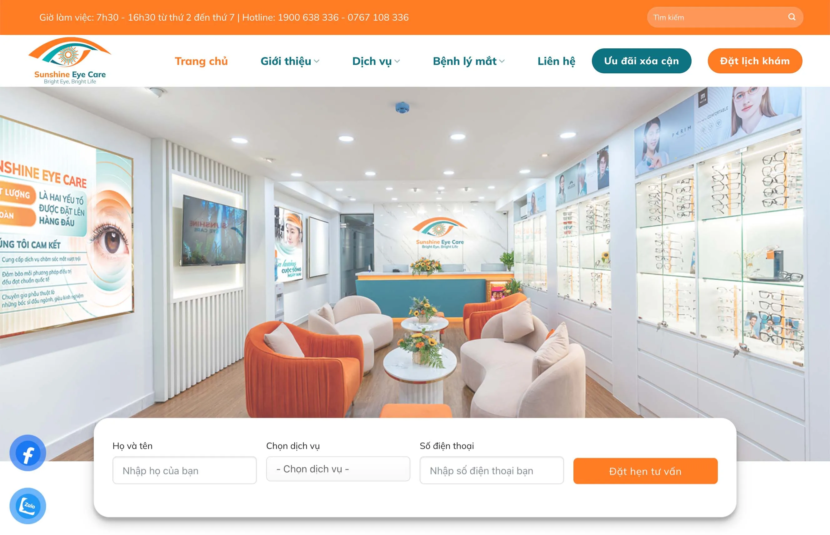 Thiết kế và lập trình website cho Phòng khám Mắt Sunshine Eye Care